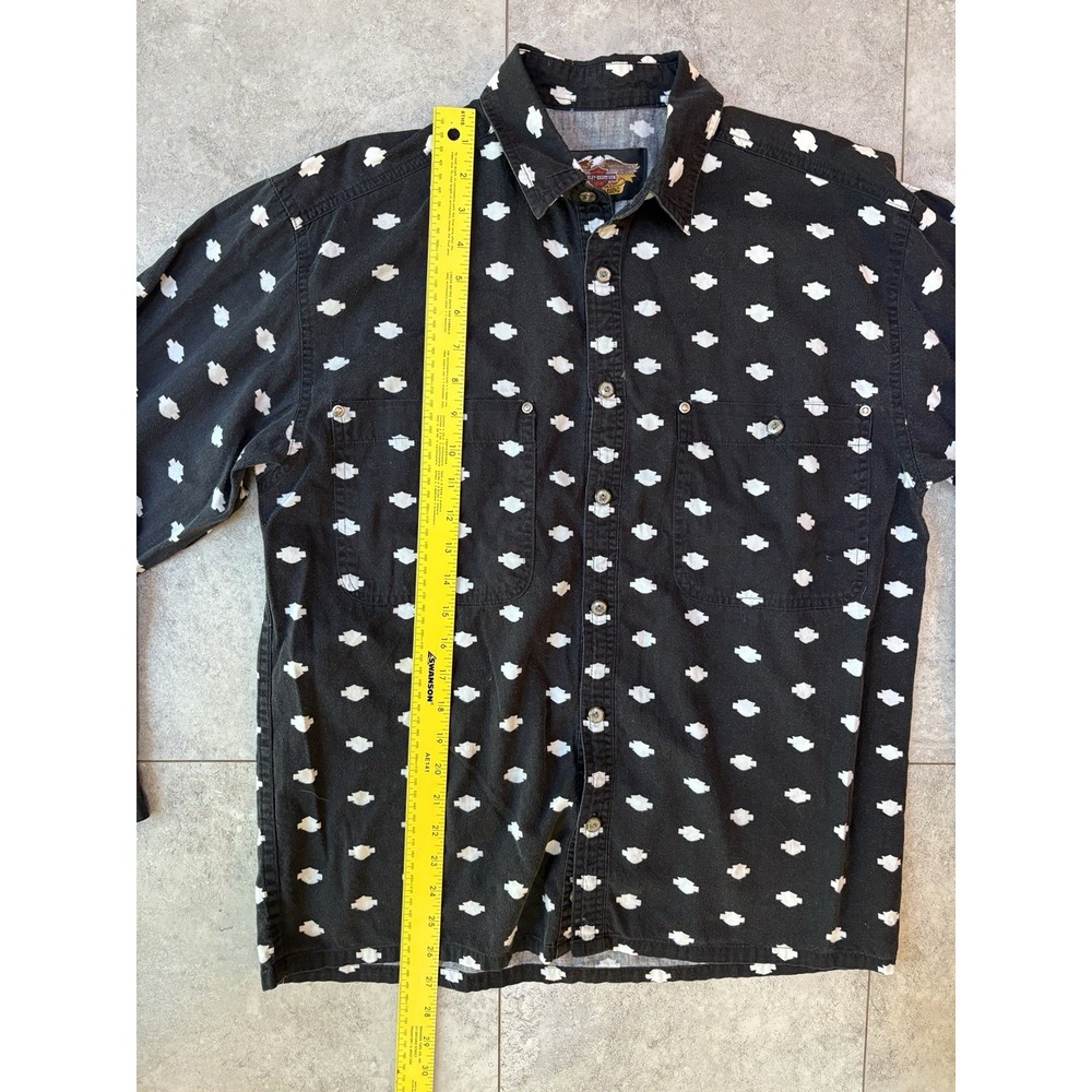 Vintage 90s Harley Davidson AOP Button Up Shirt S Motorcycle Biker Black Retro - Picture 4 of 5